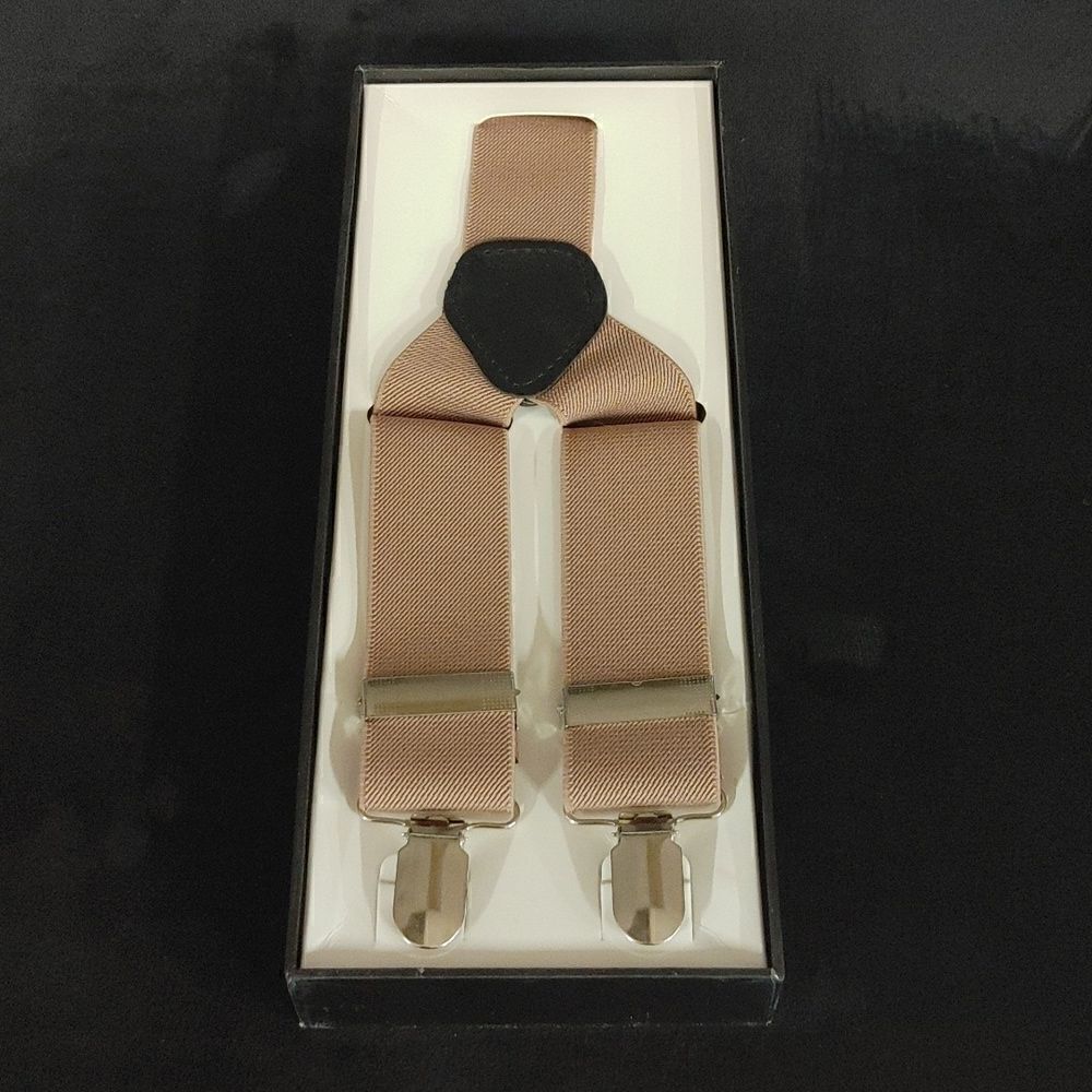 MEN'S FERRECCI LIGHT BROWN CLIP END SUSPENDERS.